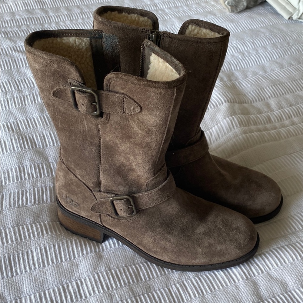 UGG Tan Suede Heeled Boots